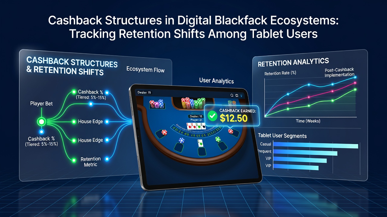 Analytics dashboard displaying retention shifts for tablet blackjack players
