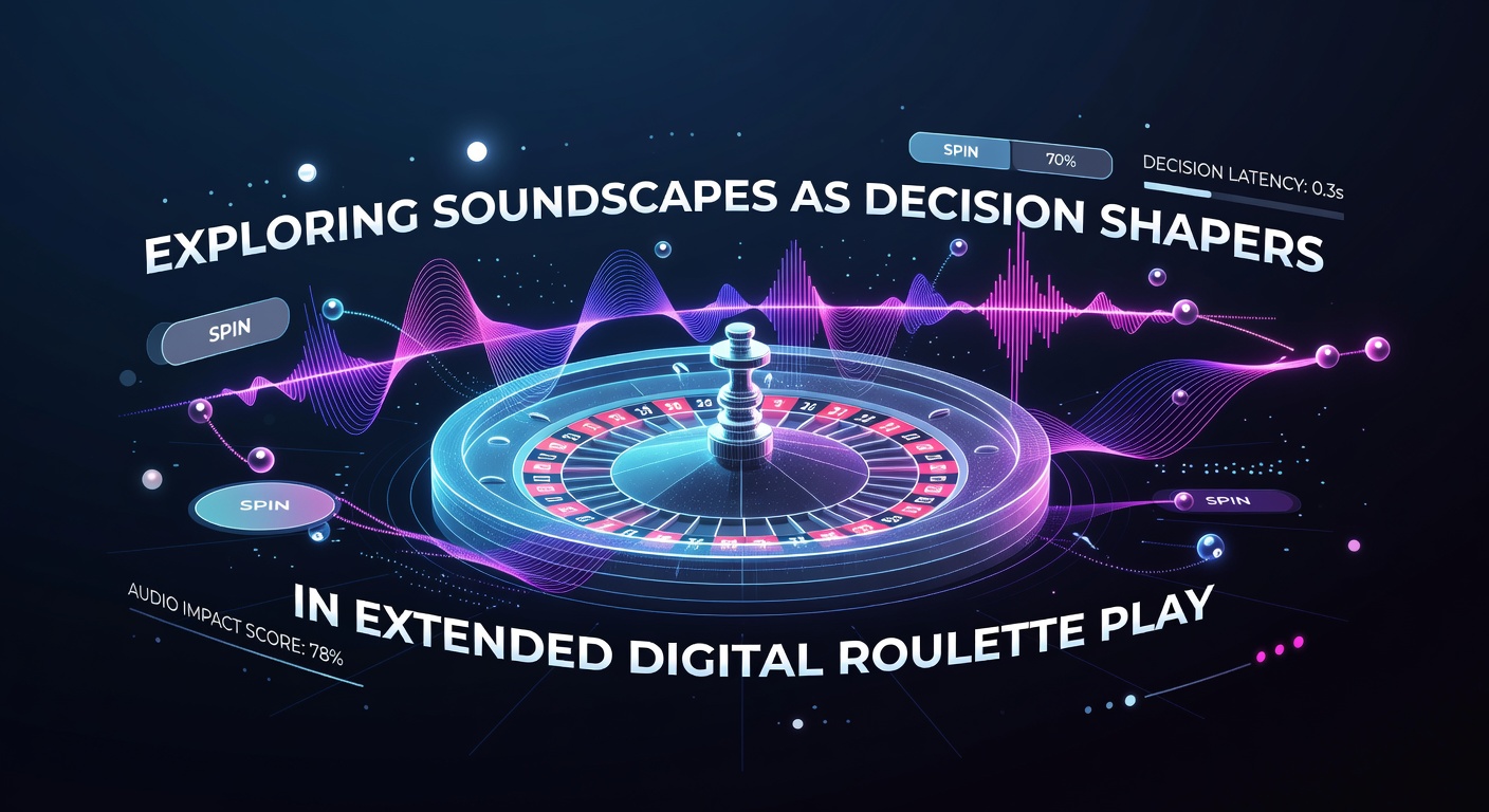 Digital roulette wheel with layered soundscape elements including ambient tones and spin effects displayed on screen