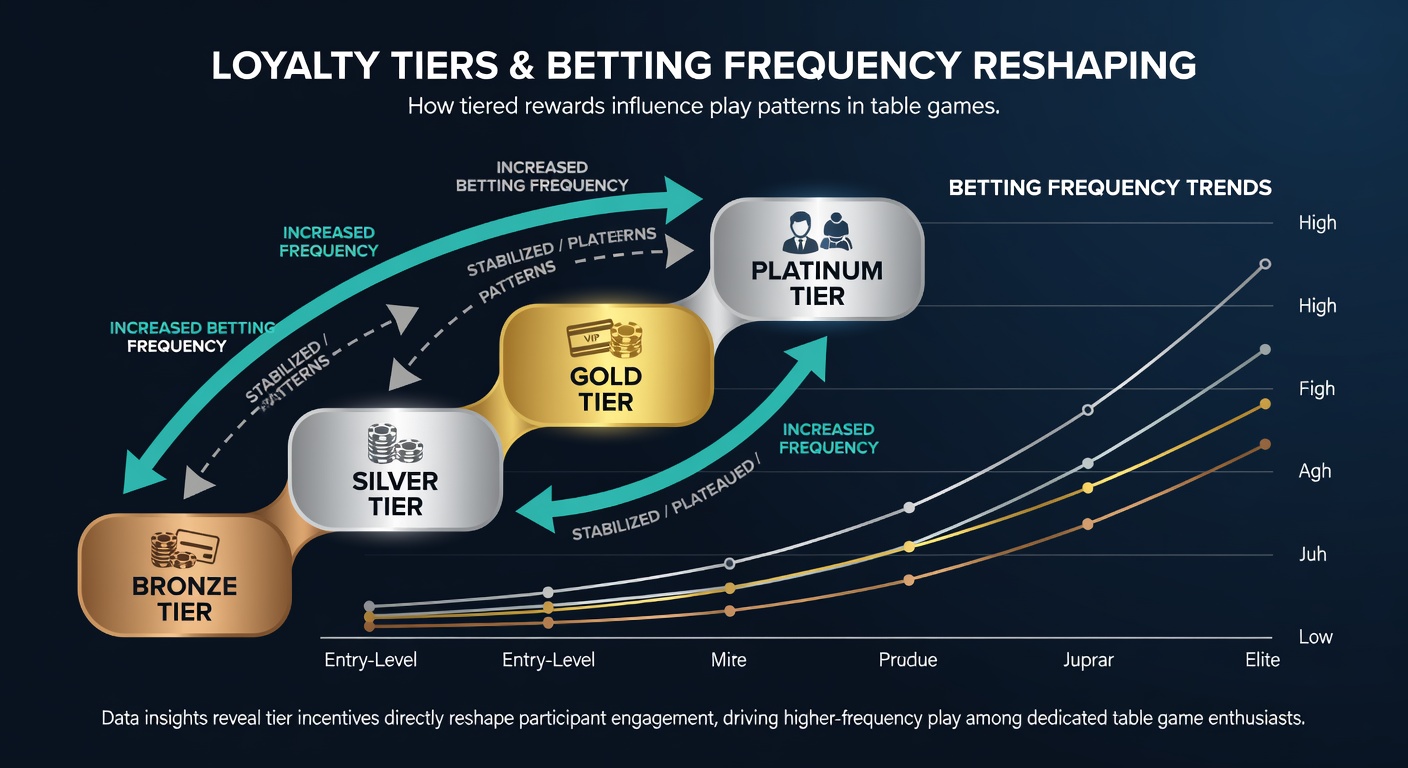 Chart showing increased betting session frequency across loyalty tiers on handheld gaming platforms