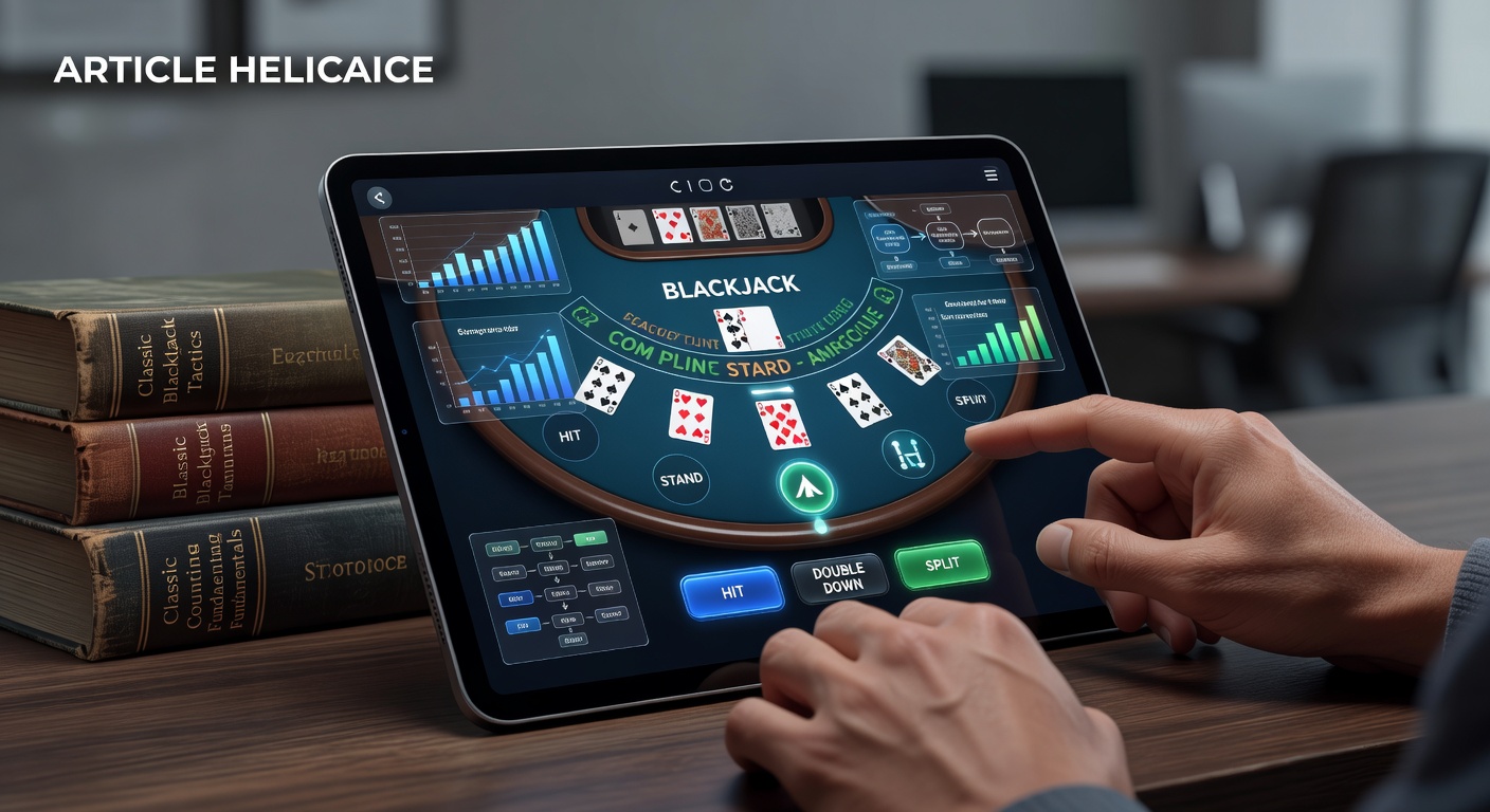 Touchscreen blackjack strategy app interface displayed on a portable device showing interactive charts and real-time calculations