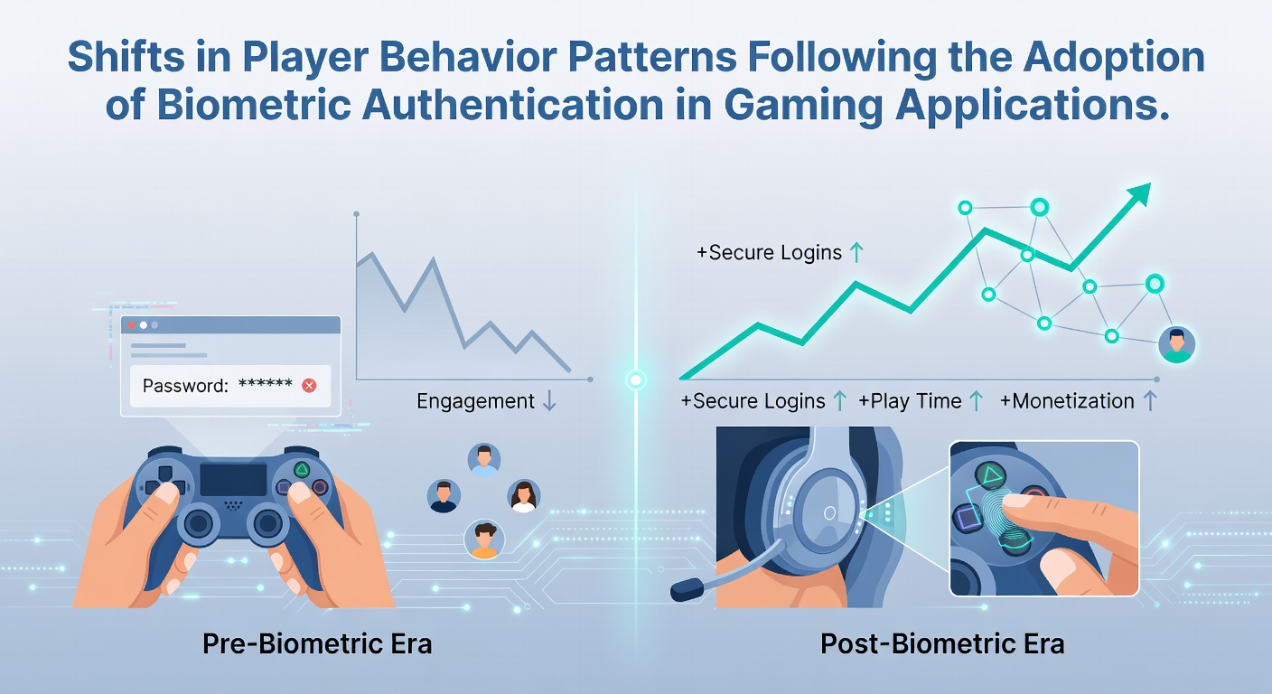 Analytics dashboard showing player engagement metrics and login patterns after biometric authentication rollout in gaming apps