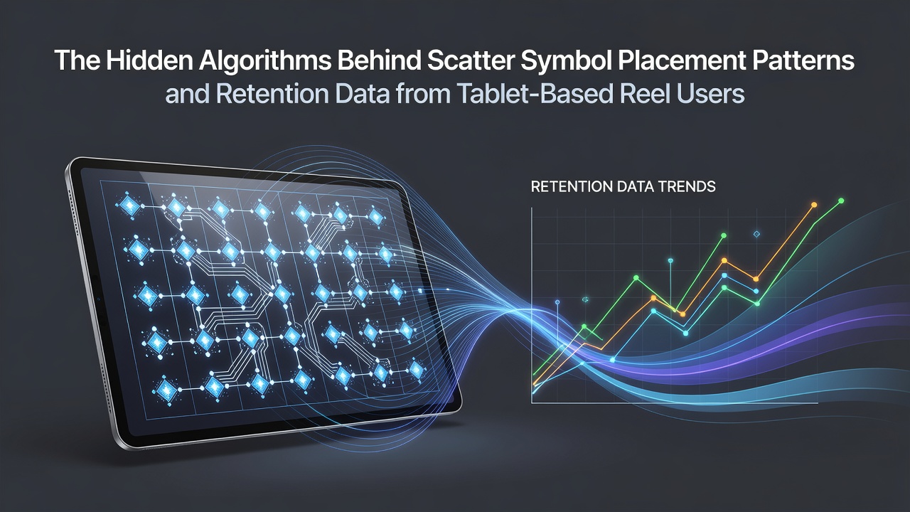 Tablet screen displaying reel game with scatter symbols highlighted in a digital interface