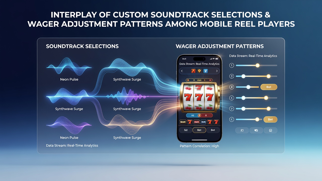 Data visualization of wager changes linked to soundtrack selections in mobile reel gameplay